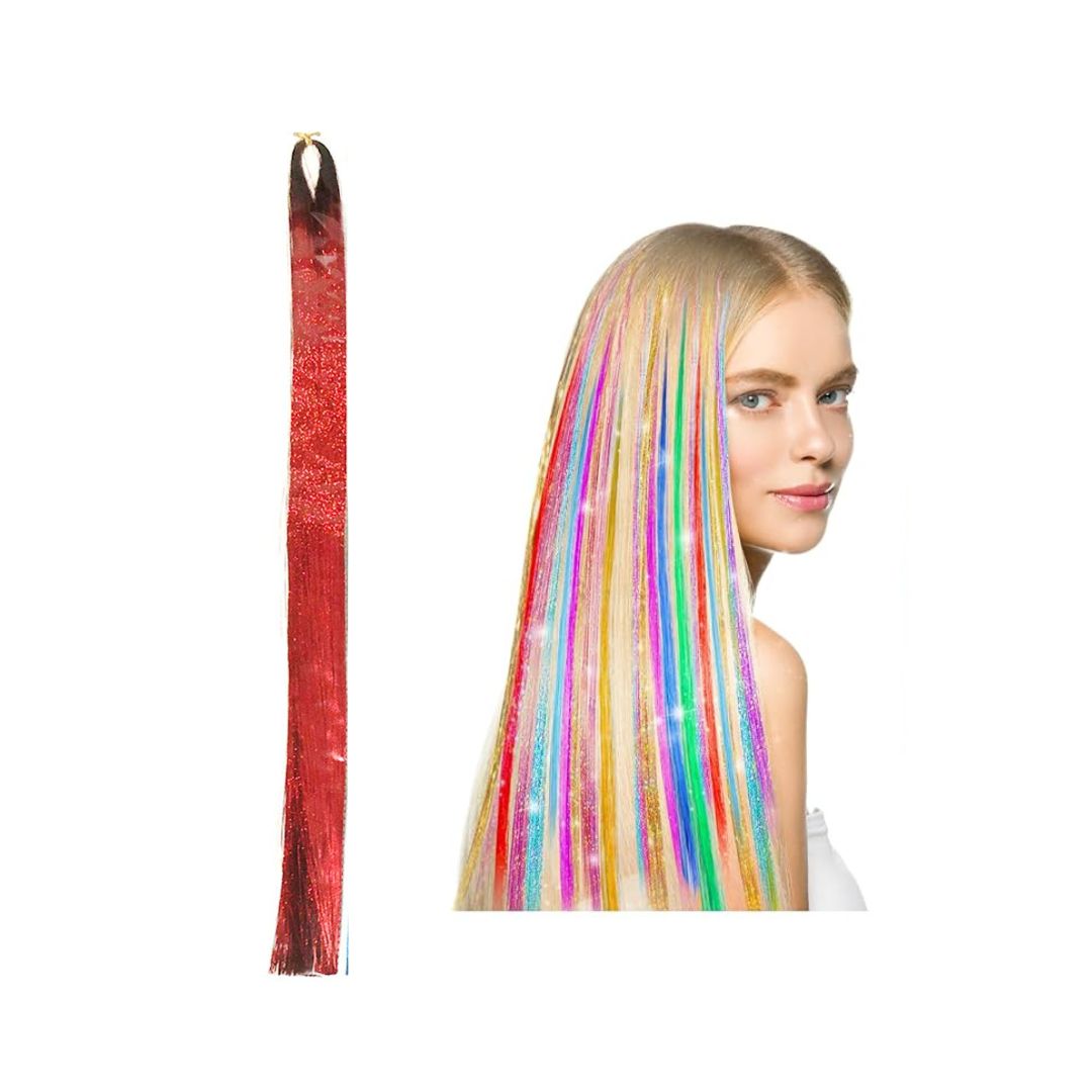 Colorful Fairy Tinsel Hair Extensions – RED