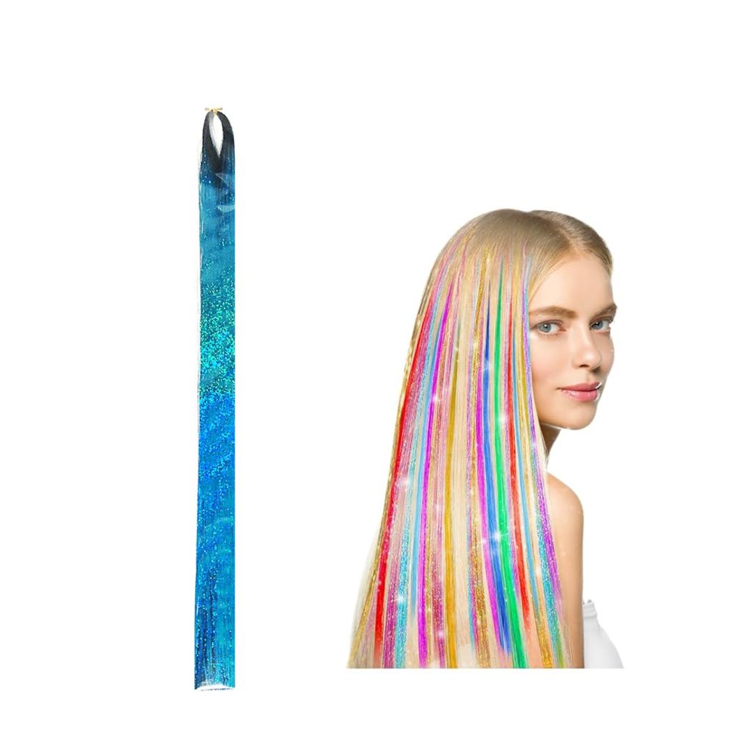 Colorful Fairy Tinsel Hair Extensions – SKY BLUE
