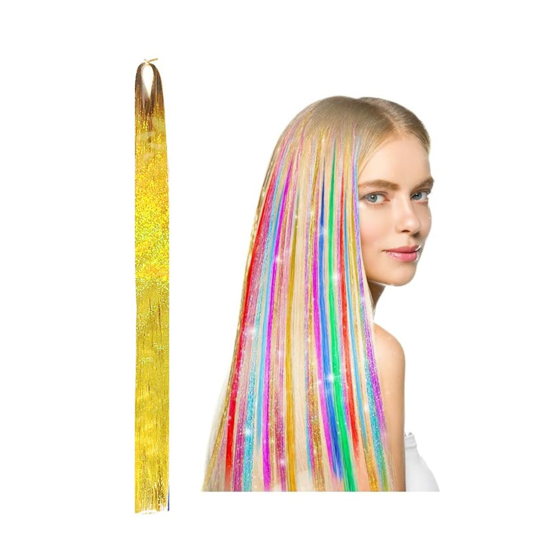 Colorful Fairy Tinsel Hair Extensions – GOLD