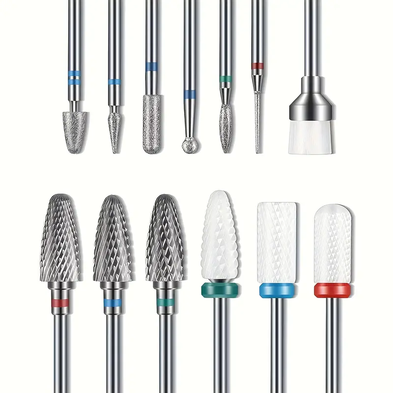 Nail Drill Bits – Polishing Cleaning Brush Pedicure Remover For Acrylic Gel Tools – 13pcs