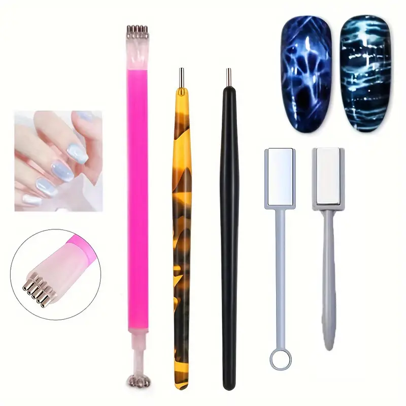 Nail Magnet Head Flower Pens And Stick 3D Effect Cat Eye UV Gel Tools – 5pcs