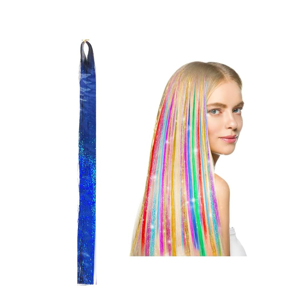 Colorful Fairy Tinsel Hair Extensions – BLUE