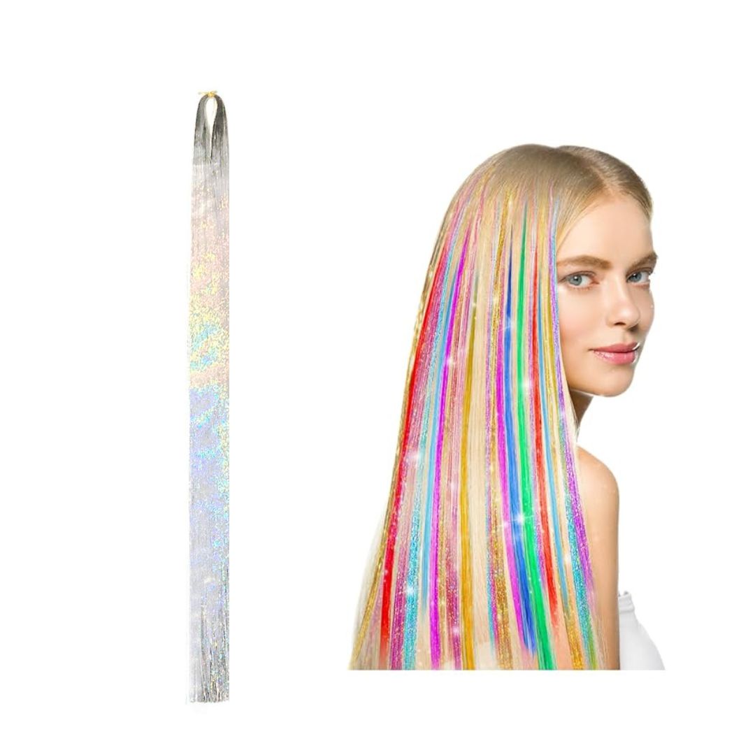 Colorful Fairy Tinsel Hair Extensions – WHITE