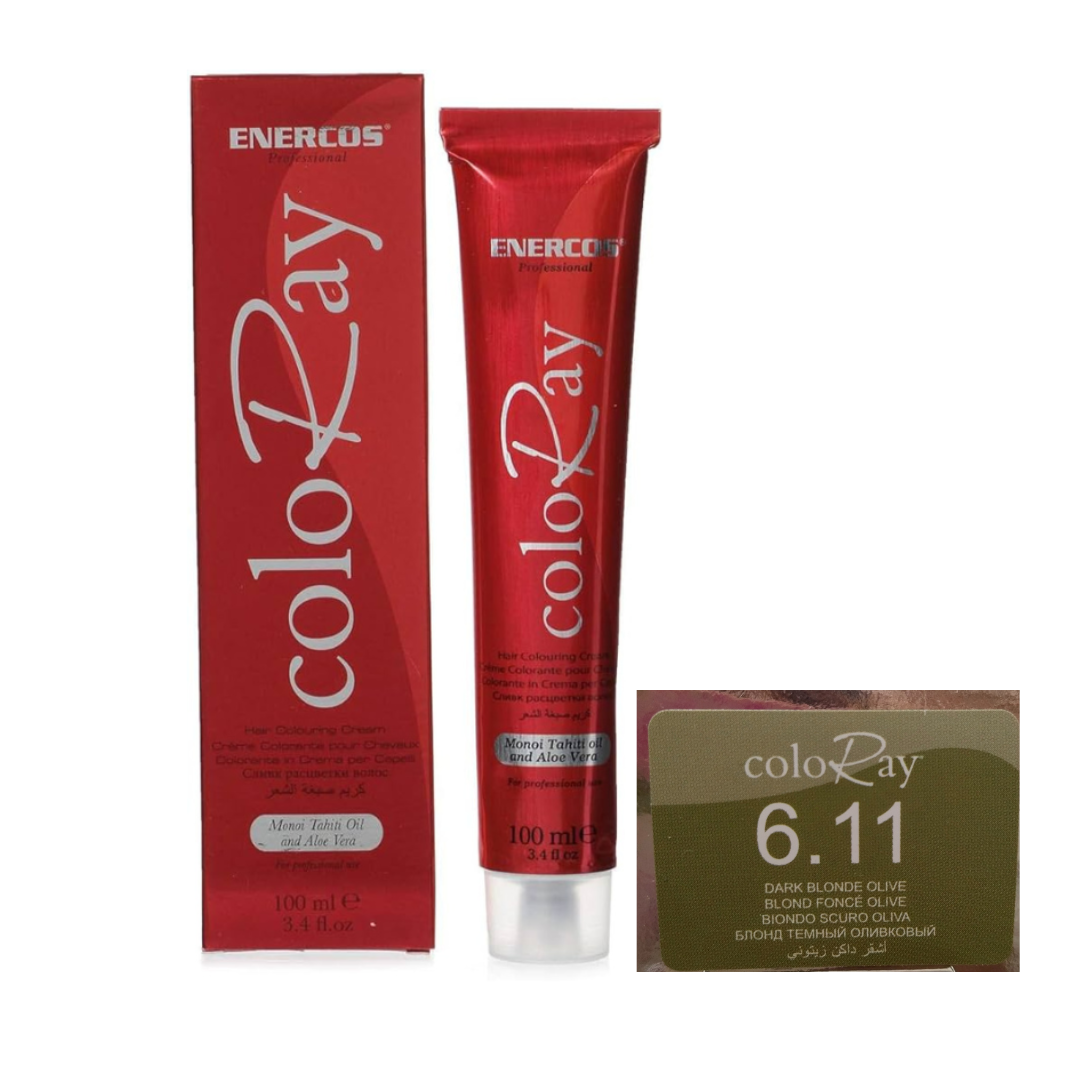 COLORAY –  Professional OLIVE Hair Color Cream – DARK BLONDE OLIVE  6 .11 – 100ml