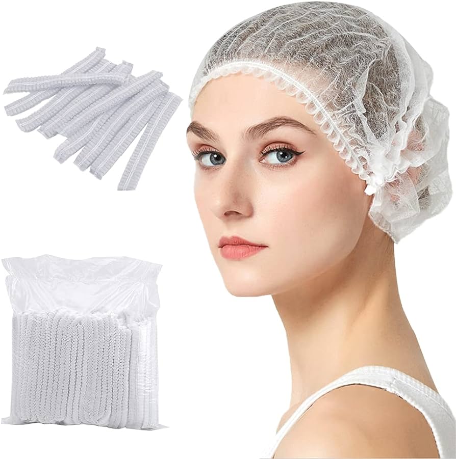 Disposable Bouffant Nylon Caps Free Size Elastic – WHITE CAP – 100pcs
