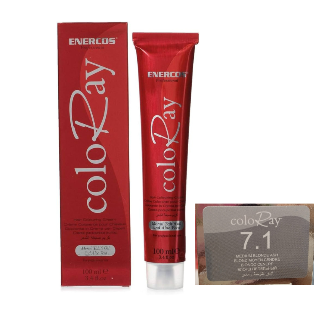 COLORAY –  Professional ASH Hair Color Cream – MEDIUM BLONDE ASH 7.1 – 100ml