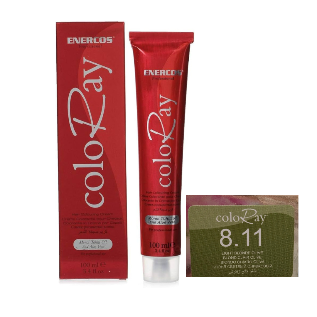 COLORAY –  Professional OLIVE Hair Color Cream – LIGHT BLONDE OLIVE  8 .11 – 100ml