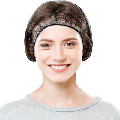Disposable Bouffant Net Hair Caps with Elastic Edge Thin Nylon -  BLACK - 100pcs