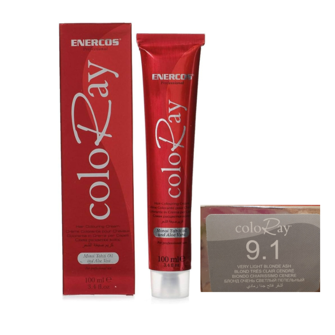 COLORAY –  Professional ASH Hair Color Cream – VERY LIGHT BLONDE ASH 9.1 – 100ml