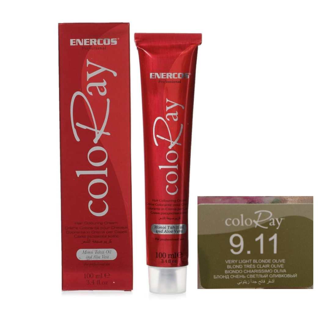COLORAY –  Professional OLIVE Hair Color Cream – VERY LIGHT  BLONDE OLIVE  9 .11 – 100ml