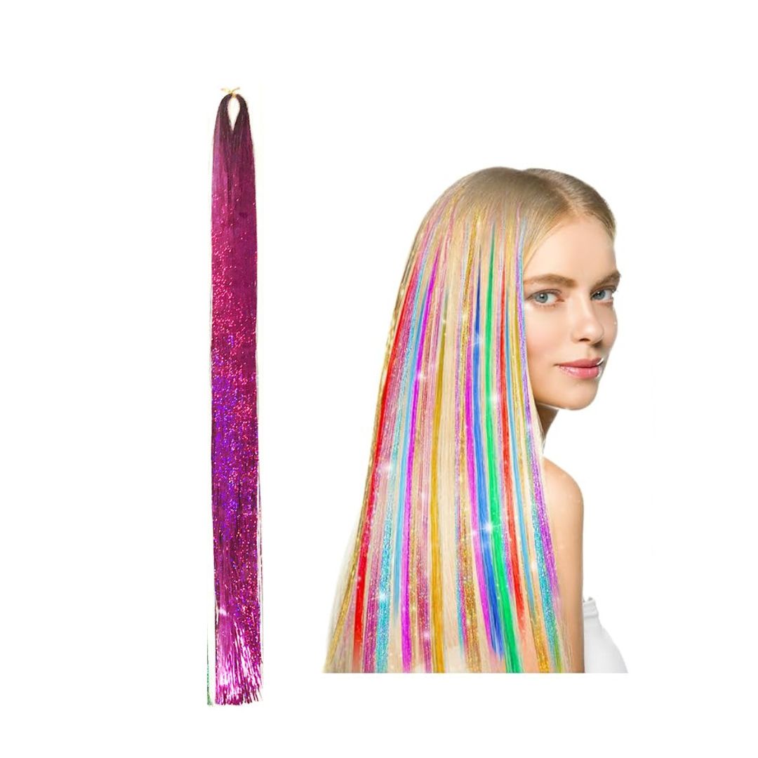 Colorful Fairy Tinsel Hair Extensions – PINK
