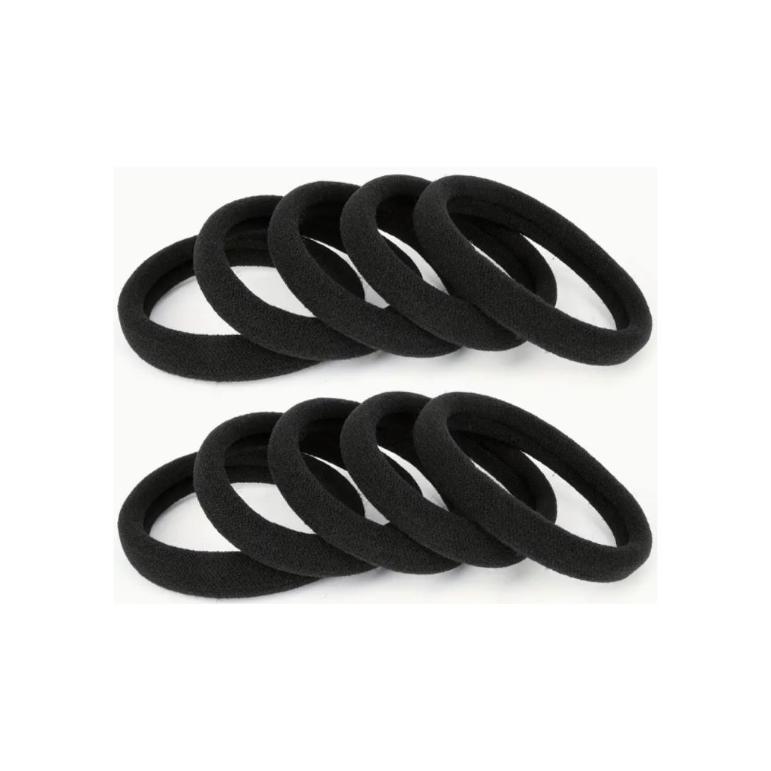 Premium Black Rubber Band For Thick Hair – 12 PCS.