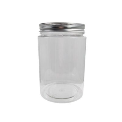Plastic Clear Storage Containers Jars Organizers with Aluminum Screw-on Lids - 300ml