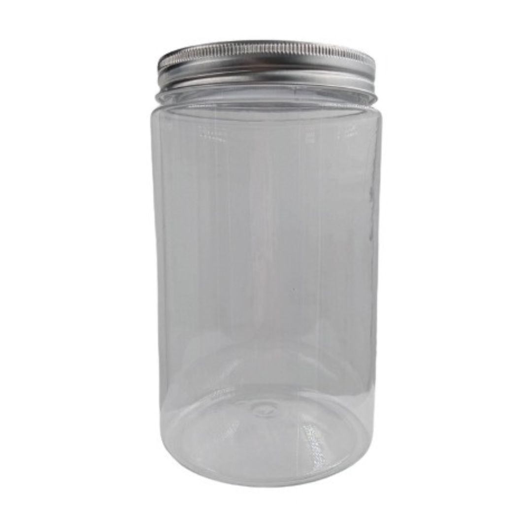 Plastic Clear Storage Containers Jars Organizers with Aluminum Screw-on Lids – 500ml