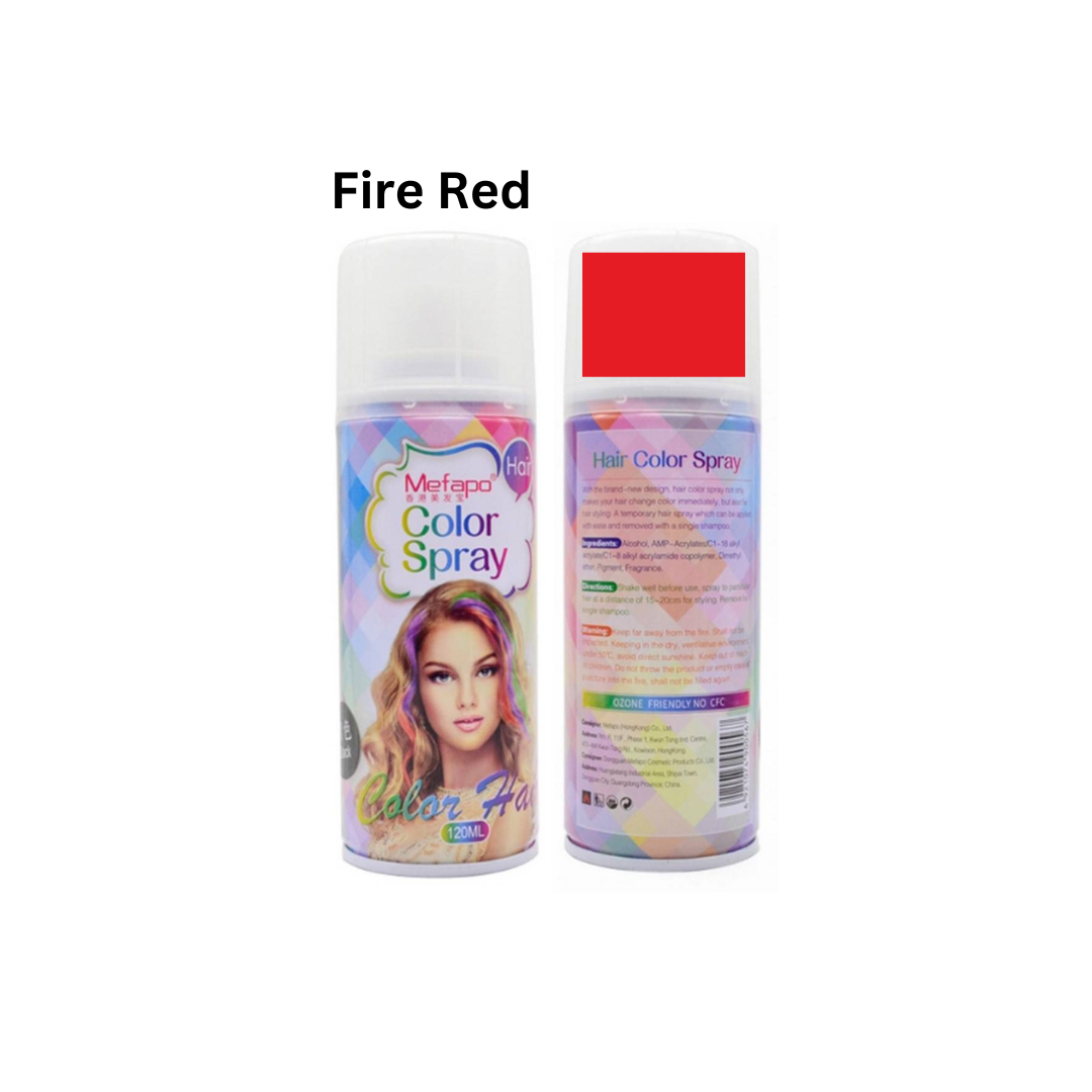 MEFAPO – Temporary Hair Color Spray Non-Damaging Instant Hair Dye – FIRE RED – 120ml