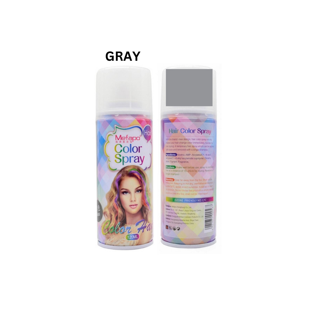 MEFAPO – Temporary Hair Color Spray Non-Damaging Instant Hair Dye – GRAY – 120ml