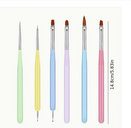 Nail Art Brushes – 3D Builder Gel Brush Acrylic Drawing Pen – 6pcs