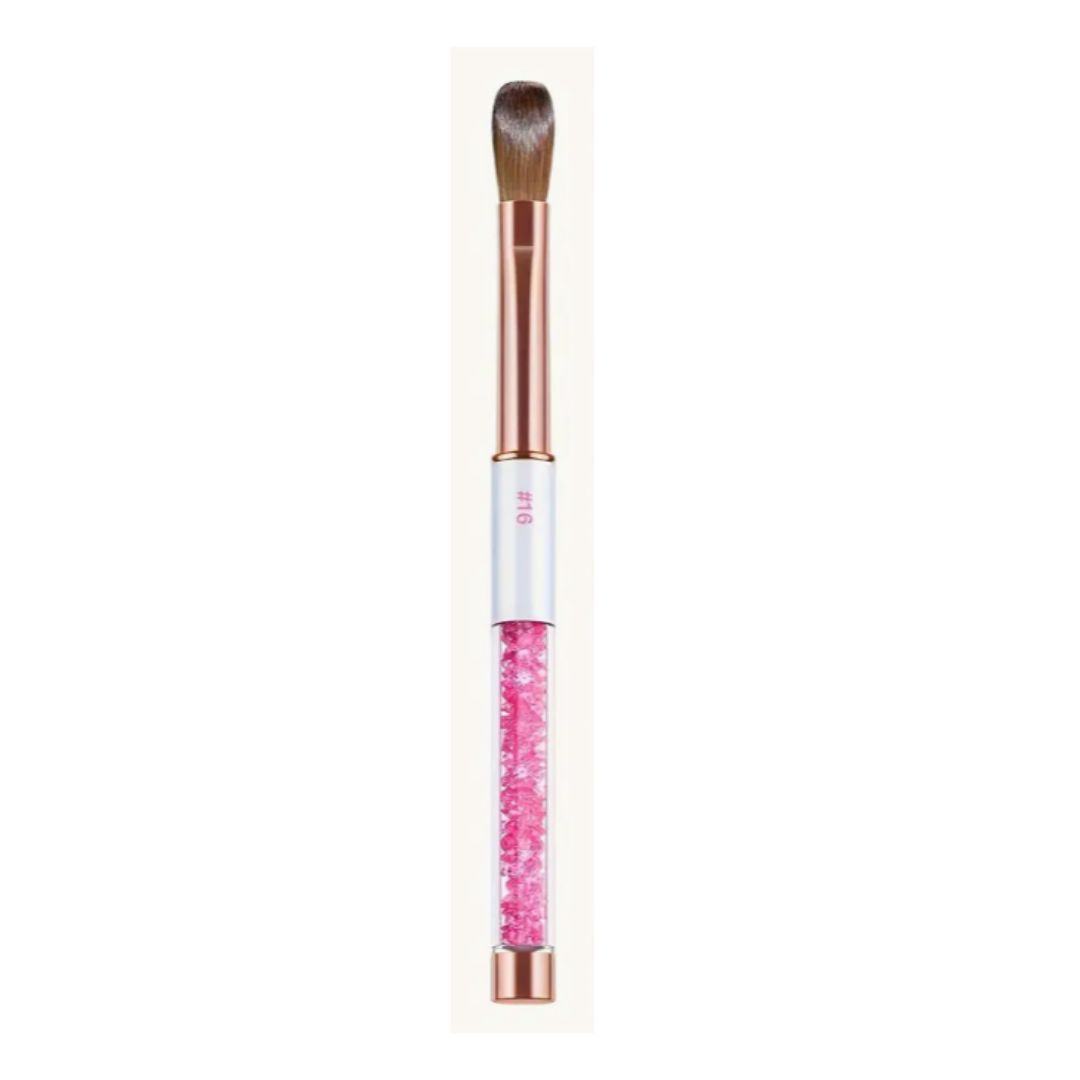 Pink Rhinestone Metal Handle Acrylic Nail Brush – #16