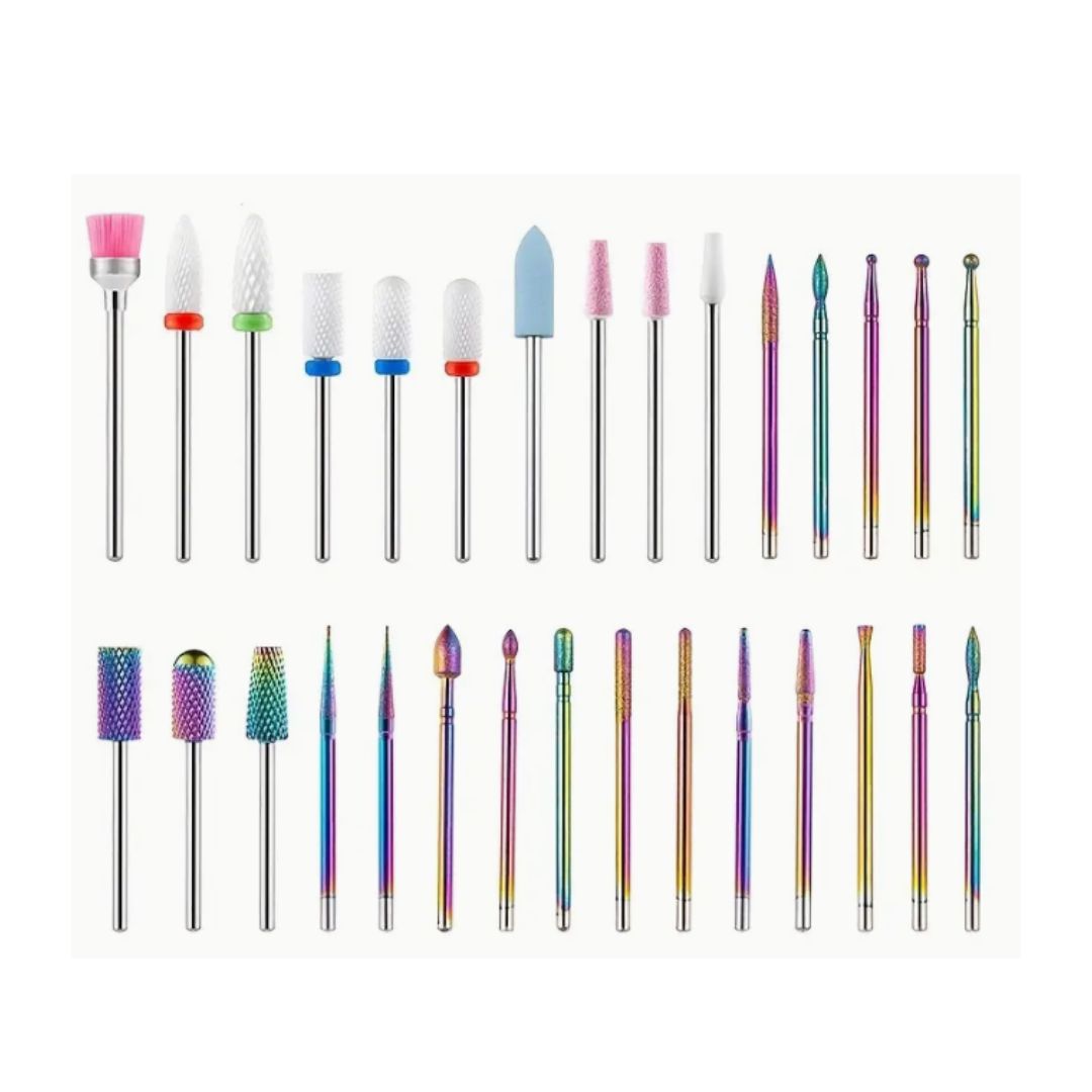 Nail Drill Bits Ceramic Cuticle Efile Tungsten Carbide Milling Cutter With Storage Box – 30pcs