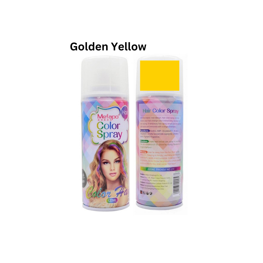 MEFAPO – Temporary Hair Color Spray Non-Damaging Instant Hair Dye – GOLDEN YELLOW – 120ml
