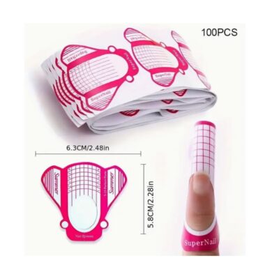 Nail Art Guide Stickers For Acrylic UV Gel Nail Tips Manicure Extension Tool - 100 Pcs