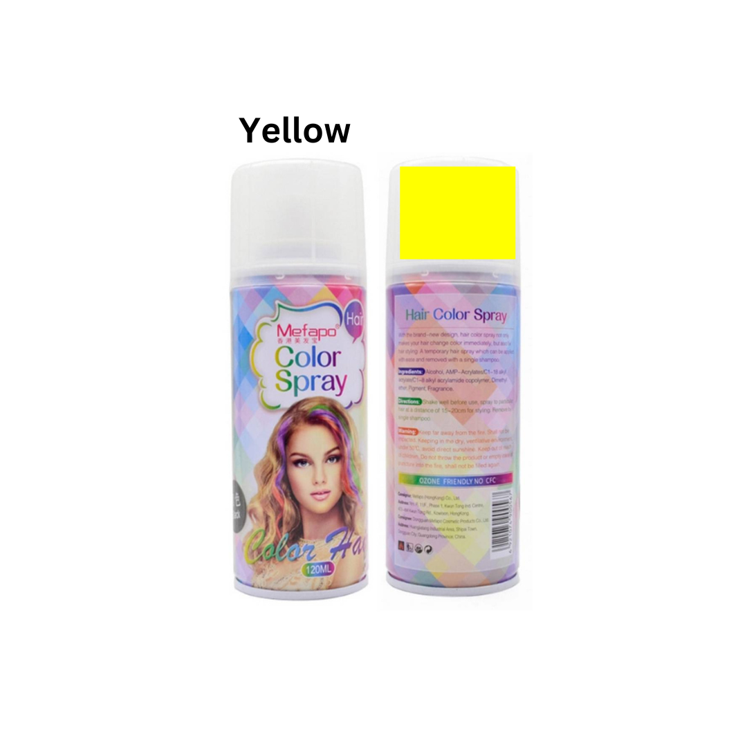 MEFAPO – Temporary Hair Color Spray Non-Damaging Instant Hair Dye – YELLOW – 120ml