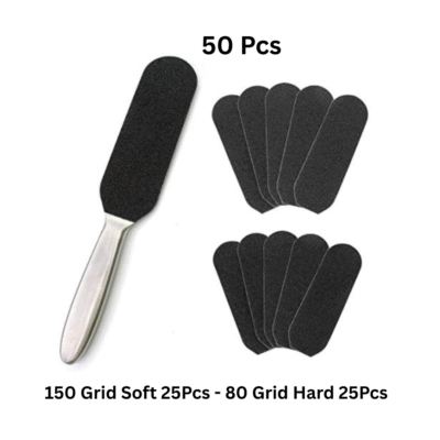 Foot File Refill Pads  - 150 GRIT Soft - 25 Pcs - 80 GRIT Hard - 25 Pcs - USA
