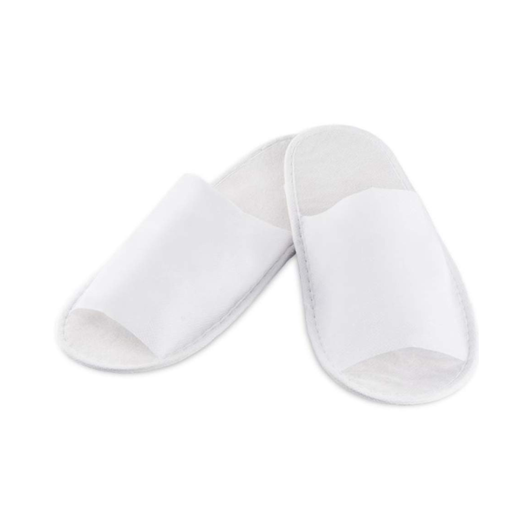 DISPOSABLE NON WOVEN FABRIC SLIPPER – WHITE – Open – 10 Pairs