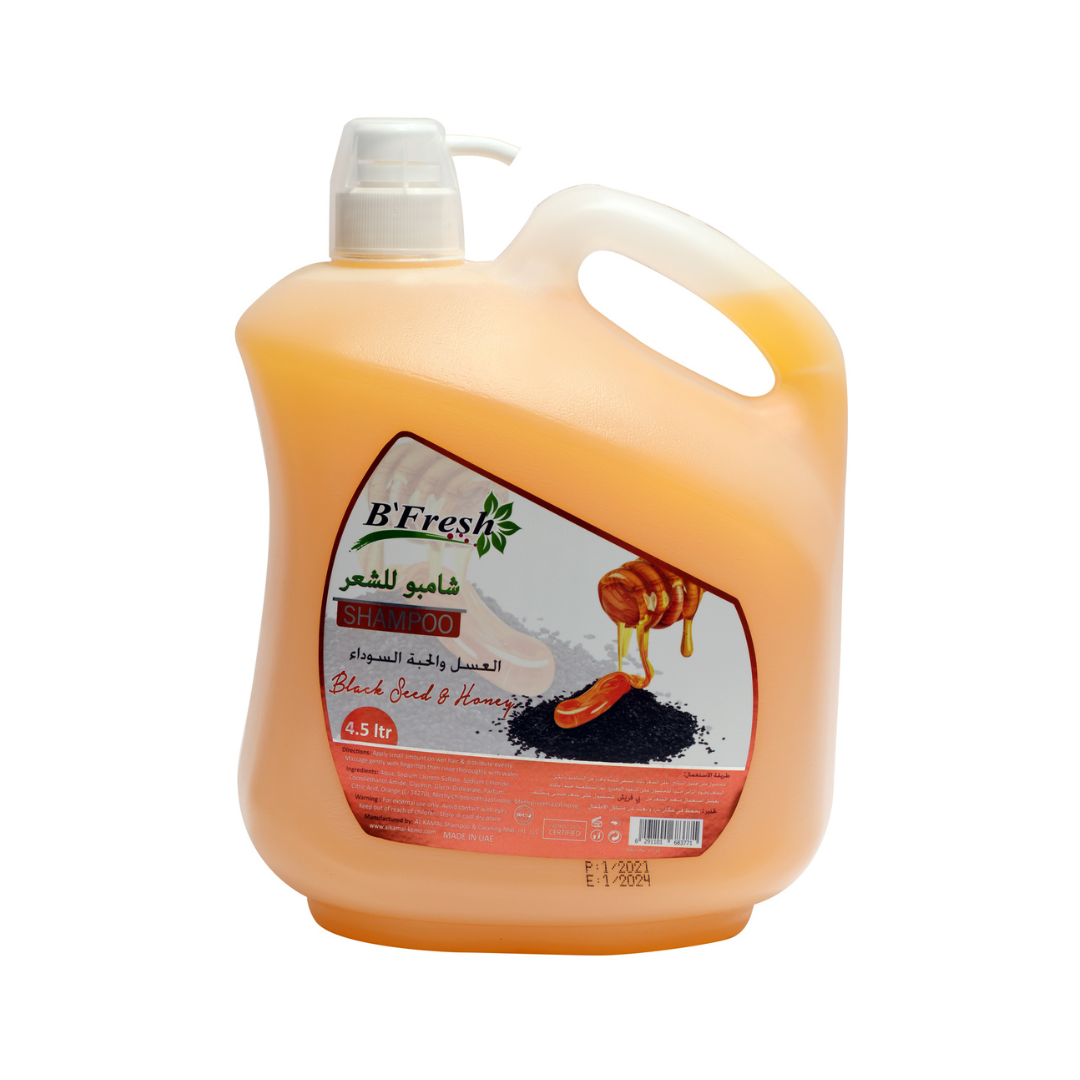 B`FRESH – Shampoo Gallon  – HONEY & BLACK SEED –  4.5L