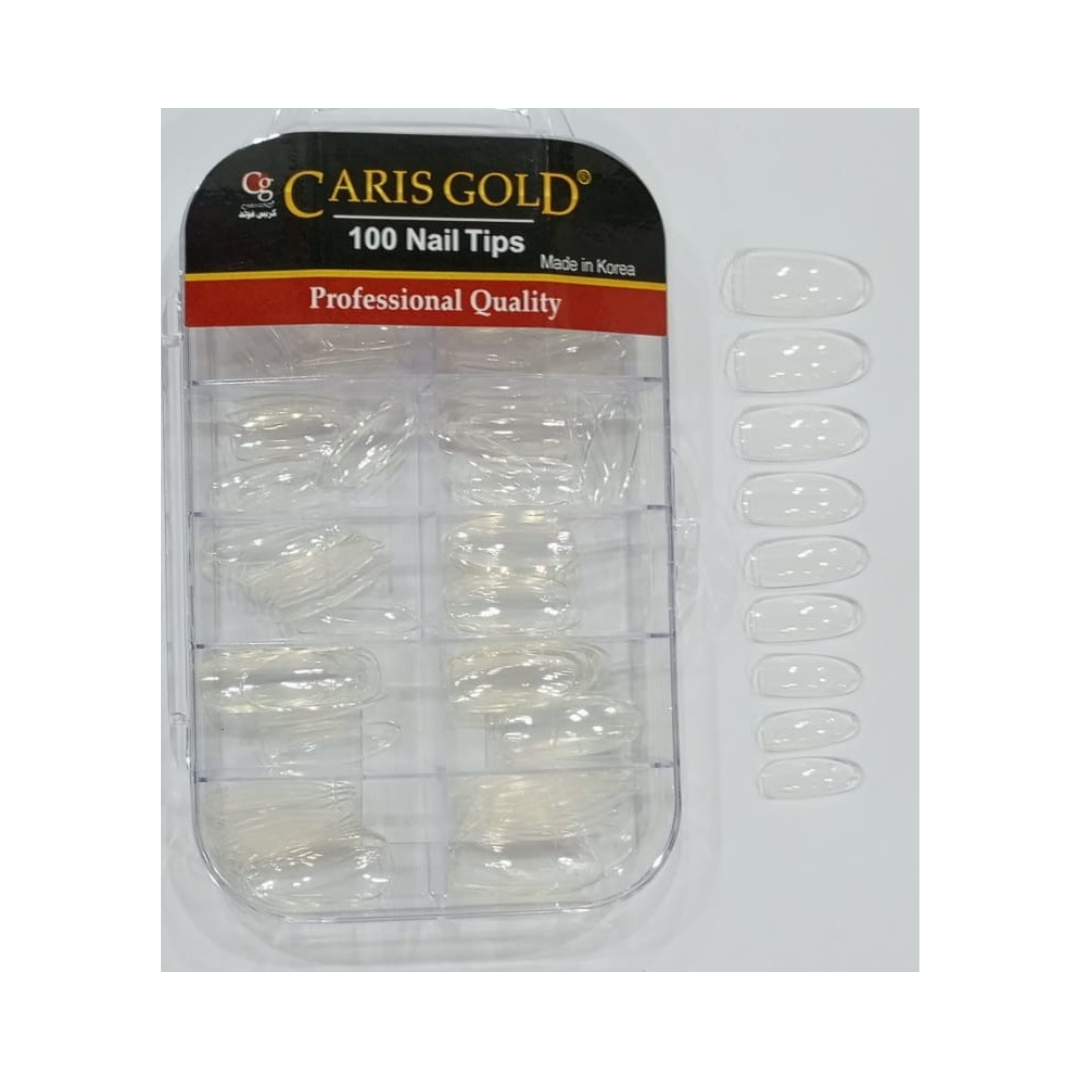 CARIS GOLD- Normal Nail Extension – Transparent  – Almond Shaped – 100PCS