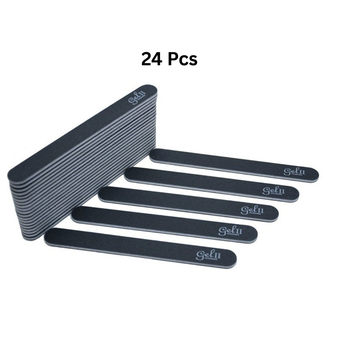 GELL 2 – Double Sided Nail File Thick Black – Zebra – 24pcs