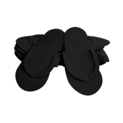 Disposable Pedicure Slippers For Salon - Black - Pairs12 - 1 Packet