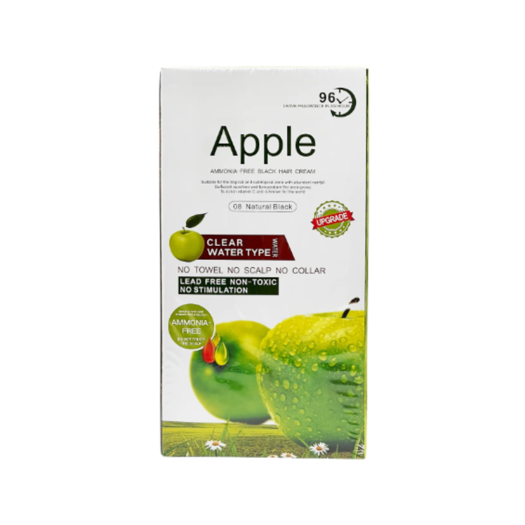 APPLE –  black hair color / dye – 500+500 ML : Long-Lasting 96 hour Natural Black, Ammonia-Free with Herbal Extracts