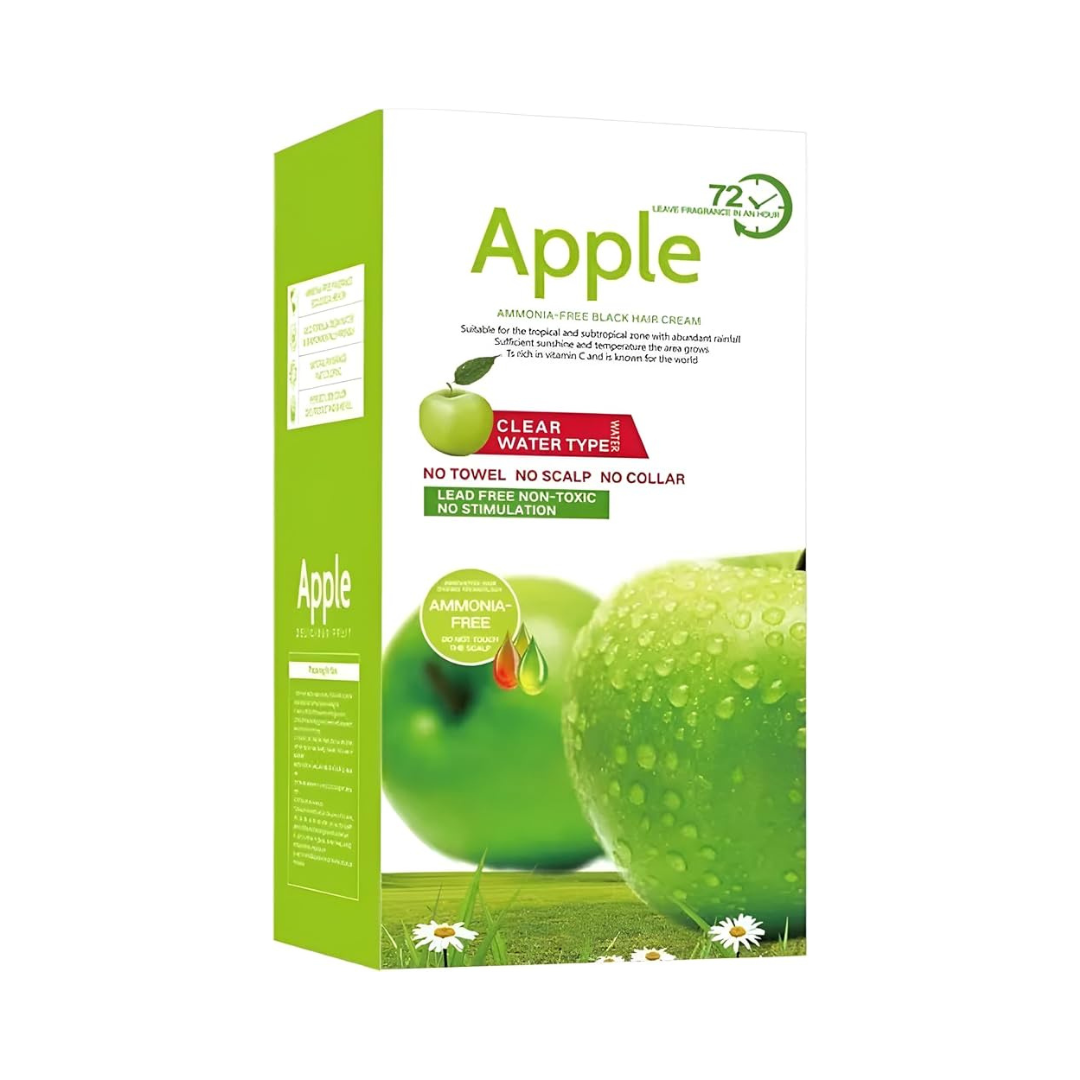 APPLE –  black hair color / dye – 500+500 ML : Long-Lasting 72 hour Dark Brown, Ammonia-Free with Herbal Extracts