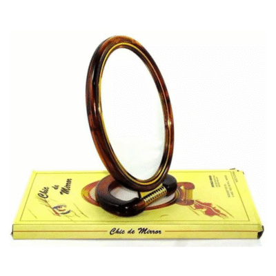 CHIC - Plastic and Glass Oval Double Sided Cosmetic Hand Mirror, For Household - 6 SIZE