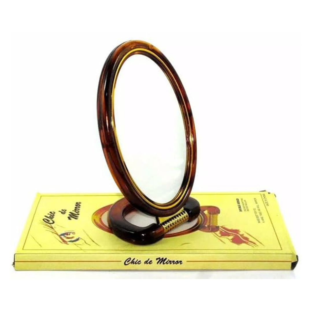 CHIC – Plastic and Glass Oval Double Sided Cosmetic Hand Mirror, For Household – 6 SIZE