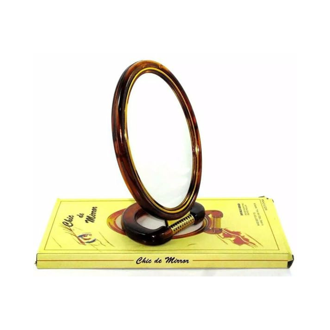 CHIC – Plastic and Glass Oval Double Sided Cosmetic Hand Mirror, For Household – 5 SIZE