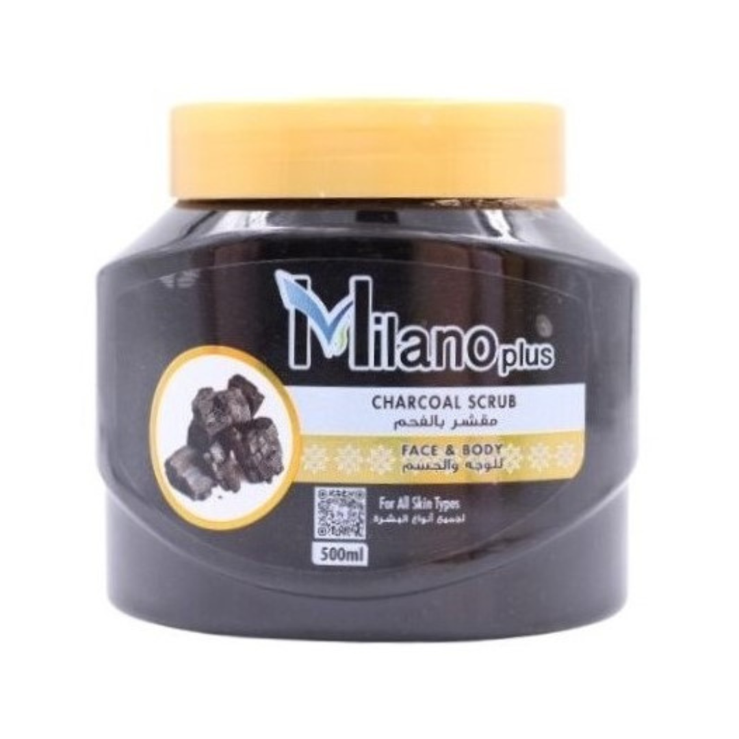 MILANO PLUS – Charcoal Scrub Face And Body – 500Ml