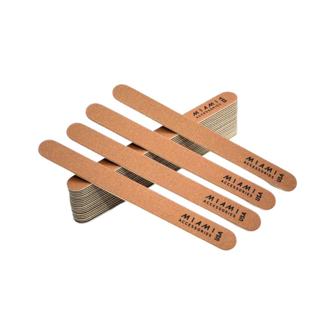 MIAMI – Wooden Emery Nail File Thin – Brown – Korea –  24pcs