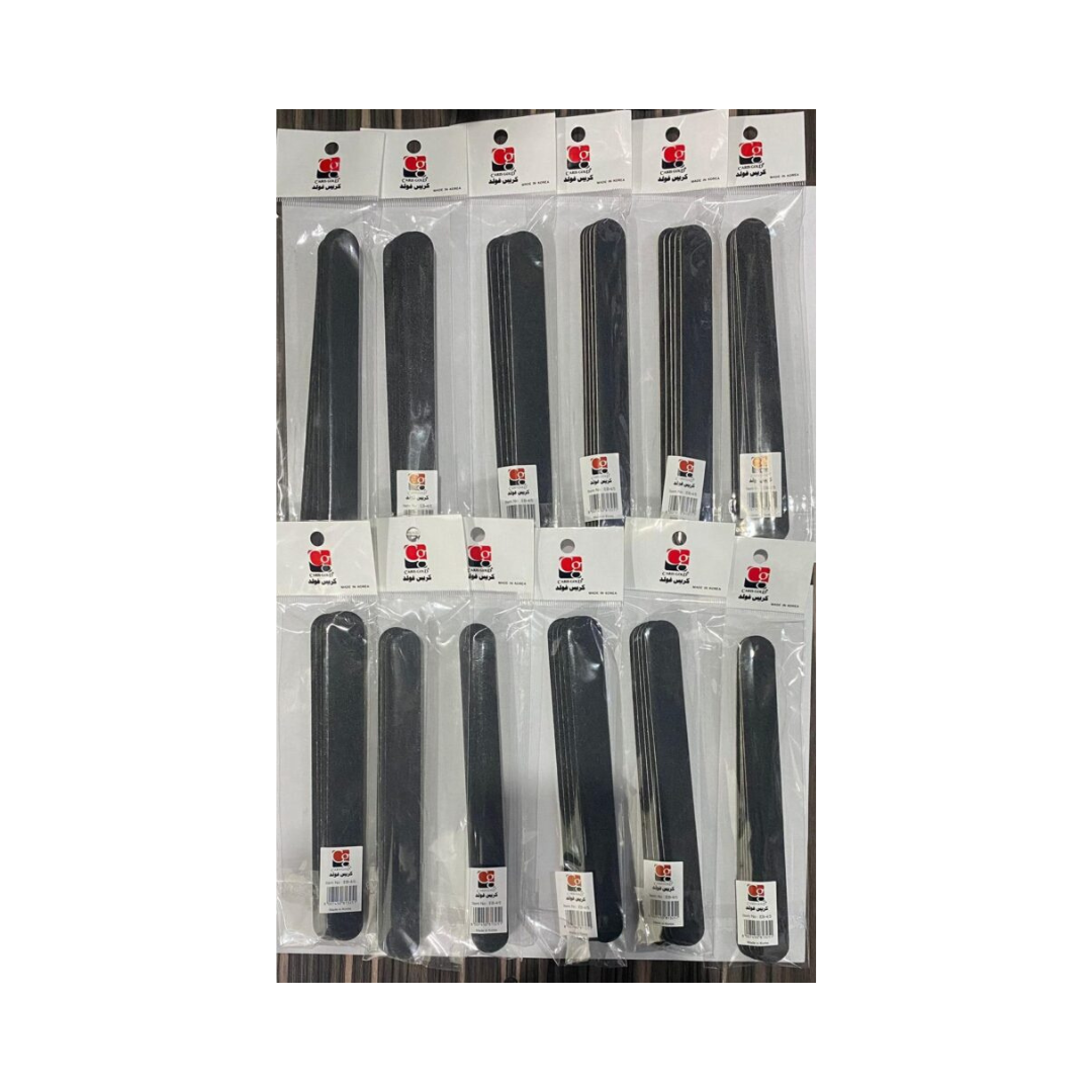 CARIS GOLD – Nail Files Emery Boards Thin – BLACK 5pcs  – 12 Packets
