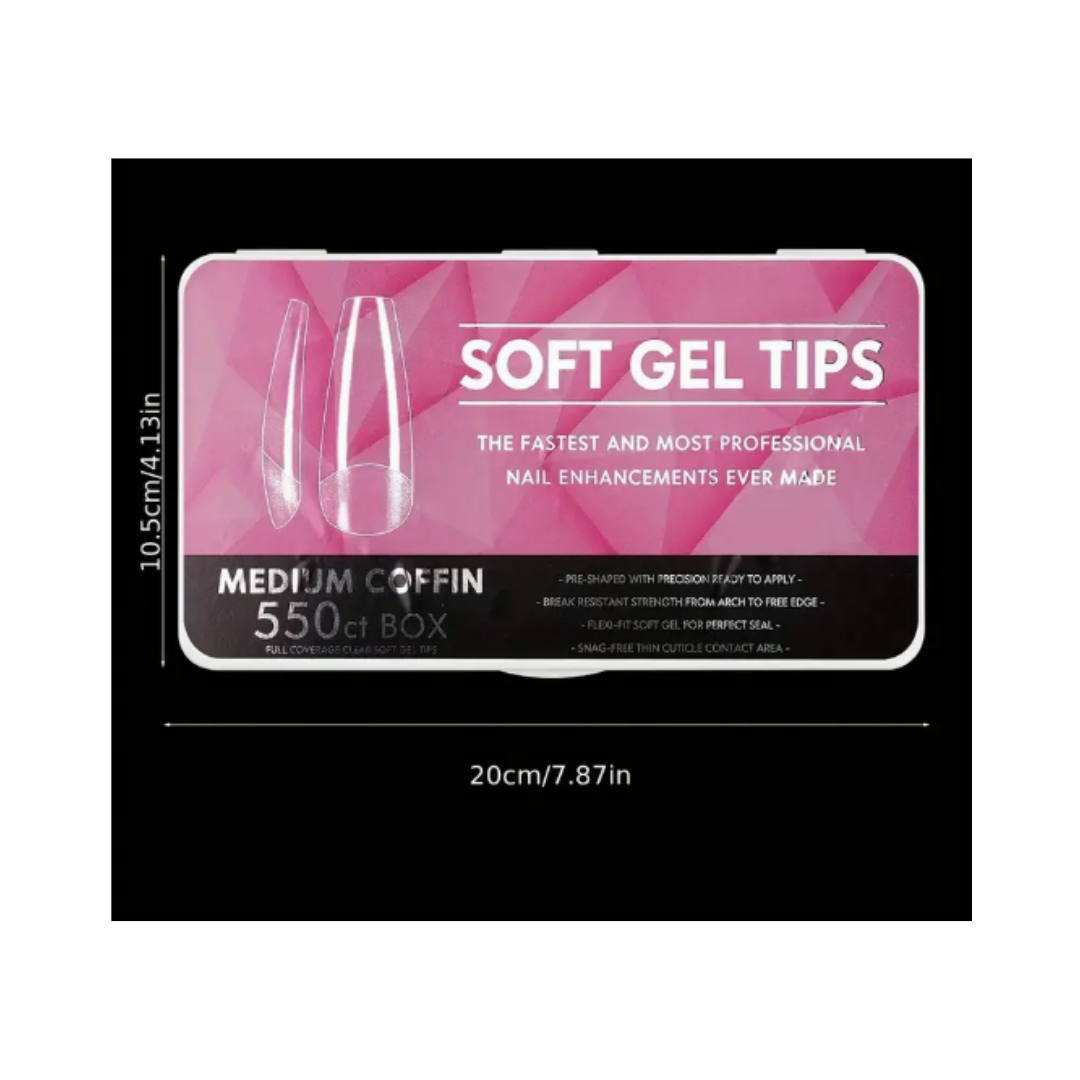 SOFT GEL – Nail Extension – Coffin Shaped – 550PCS