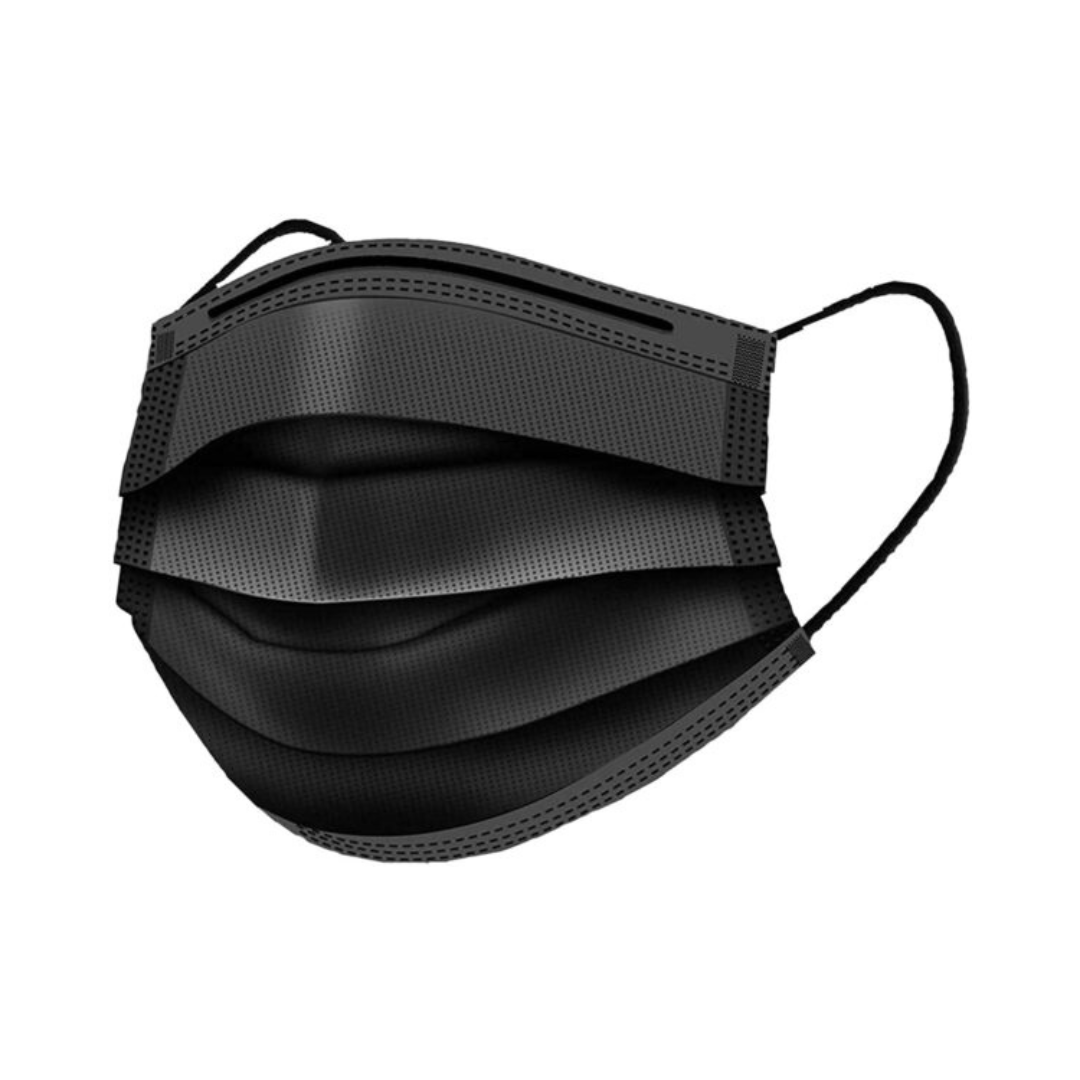 Face Masks 3 Ply Ear Loop Tie On Black – 50 Pieces