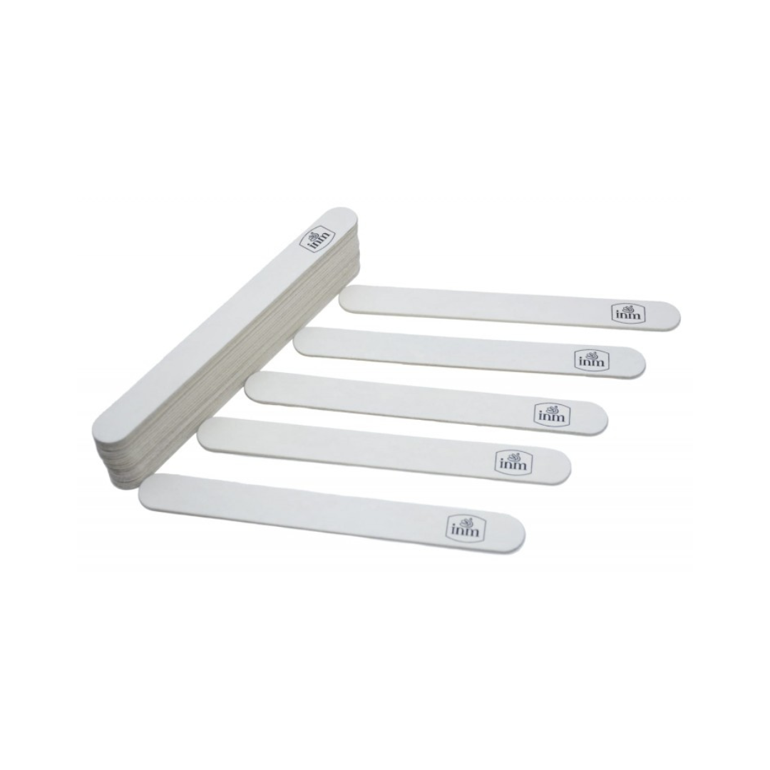 INM – Wooden Emery Nail File Thin – White – Korea –  24pcs