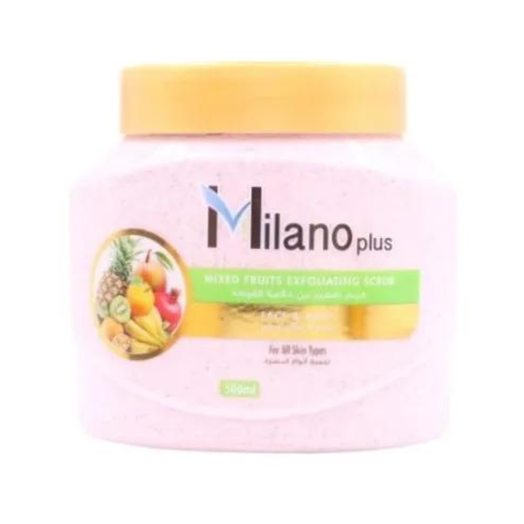 MILANO PLUS – Mixed Fruits Exfoliating Scrub Face And Body – 500Ml